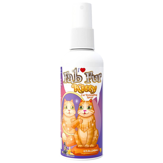 Pet MasterMind Fab Fur Kitty Cat Detangler Spray for Matted Hair, Best Cat Matted Fur Remover for Cats Who Like to Look Their Best, Cat Conditioner Spray for Grooming and Dematting, Premium Natural Ingredients, Unscented as Cats Prefer, 8 oz Bottle